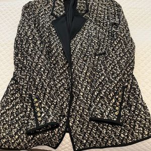 Talbots Black Gold Metallic Tweed Blazer Jacket